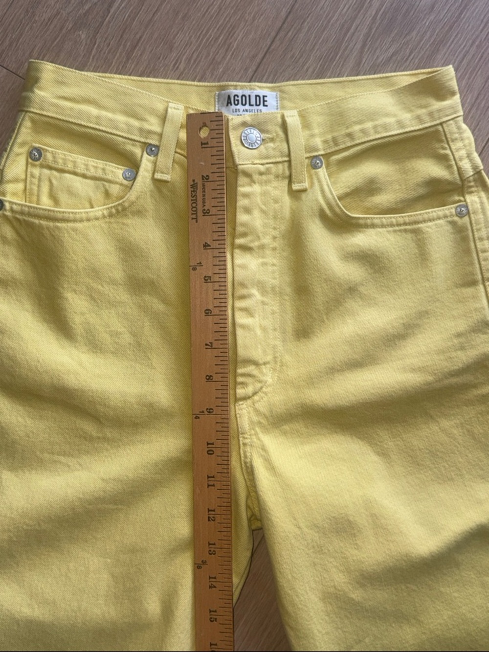 Agolde Pinch Waist High Rise Jeans Lemon Yellow Size 26 - Picture 12 of 16